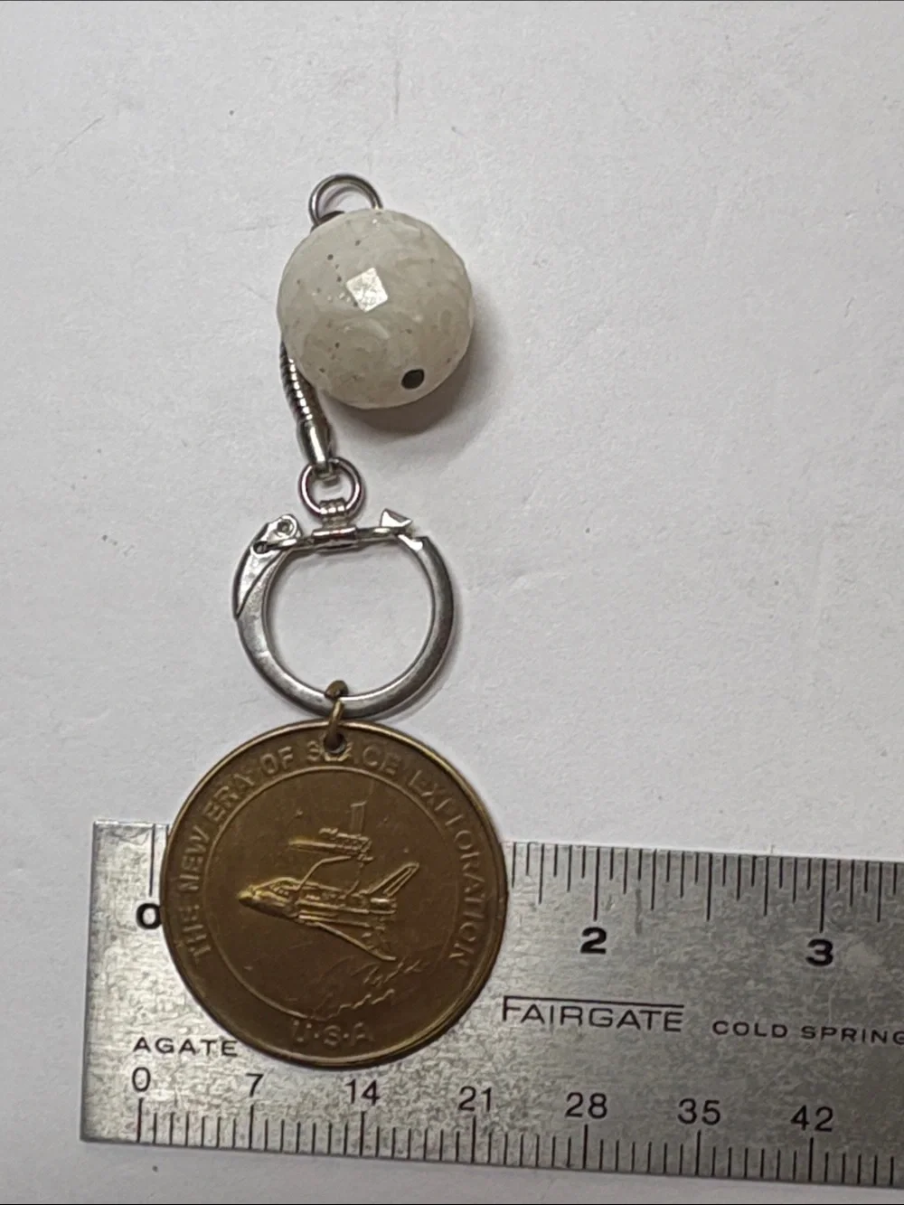 Kennedy Space Center Gold-Tone Space Shuttle Medal Coin Keychain